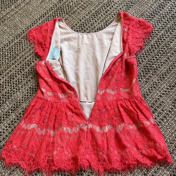 Maeve ( Anthropology ) Coral Lace top NWOT size Small ❤️🔥 - Picture 4 of 8
